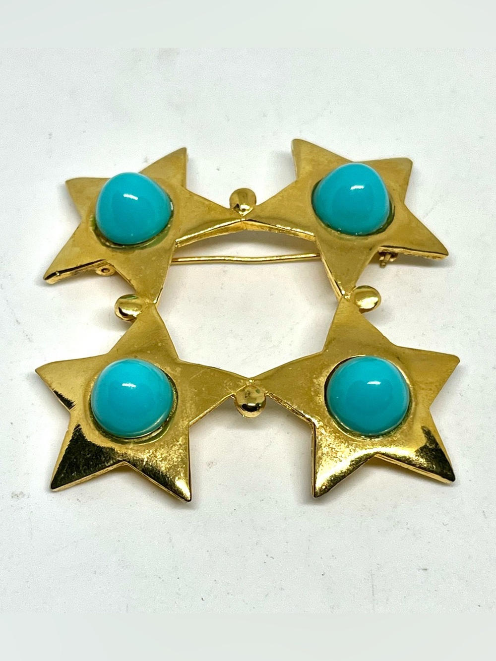 Vintage Large Ornella Italy MCM Faux Turquoise Brooch